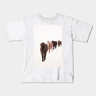 Icelandic Horses Walking Kids T-Shirt